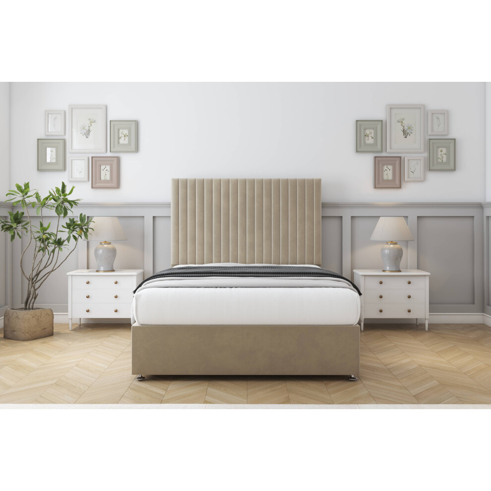 Comfort (2'6 Small Single, Almond) Denver Coniston Divan Bed Base No Drawers 54" Floor Standing Headboard