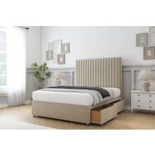 (2'6 Small Single, Almond) Comfort Denver Coniston Divan Bed Base 2 Drawers Same Side 26" Strutted Headboard