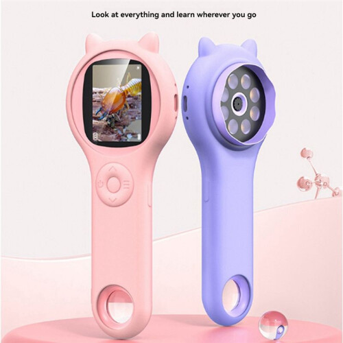 Kid Microscope 500X Handheld Pocket Microscope Kit Super Macro Lens Science Educational Toys with LED Light 1