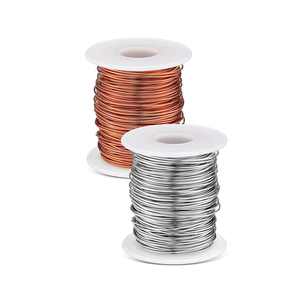 Tauoh Silver 300 Ft 2 Rolls 18 Gauge Copper Wire Aluminum Wire Wires For Sculpting, Armature, Jewelry Making, Gem Metal Wrap