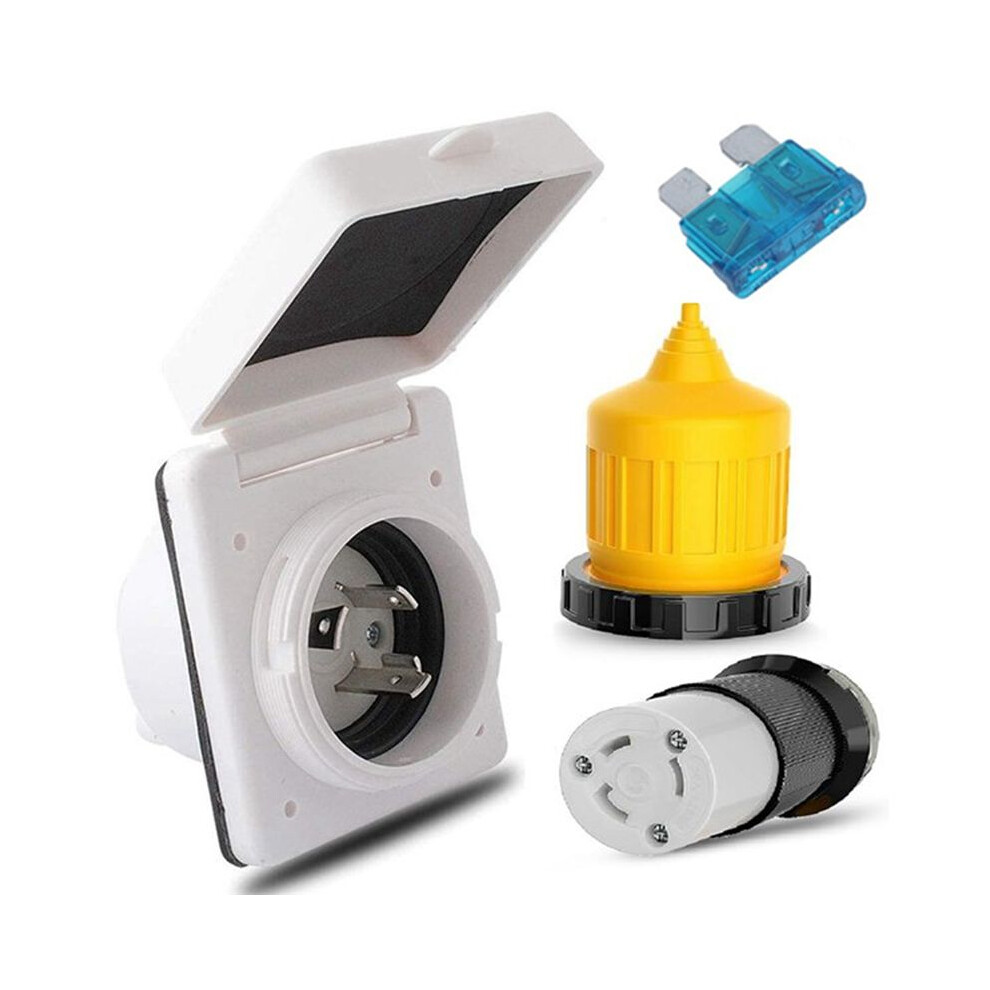 Rv Power Inlet Outlet Shore Power Kit W/Boot Cord Protector 125V Nema L5-30P L5-30R Male Female Connector Plug,30Amp 4713058643254