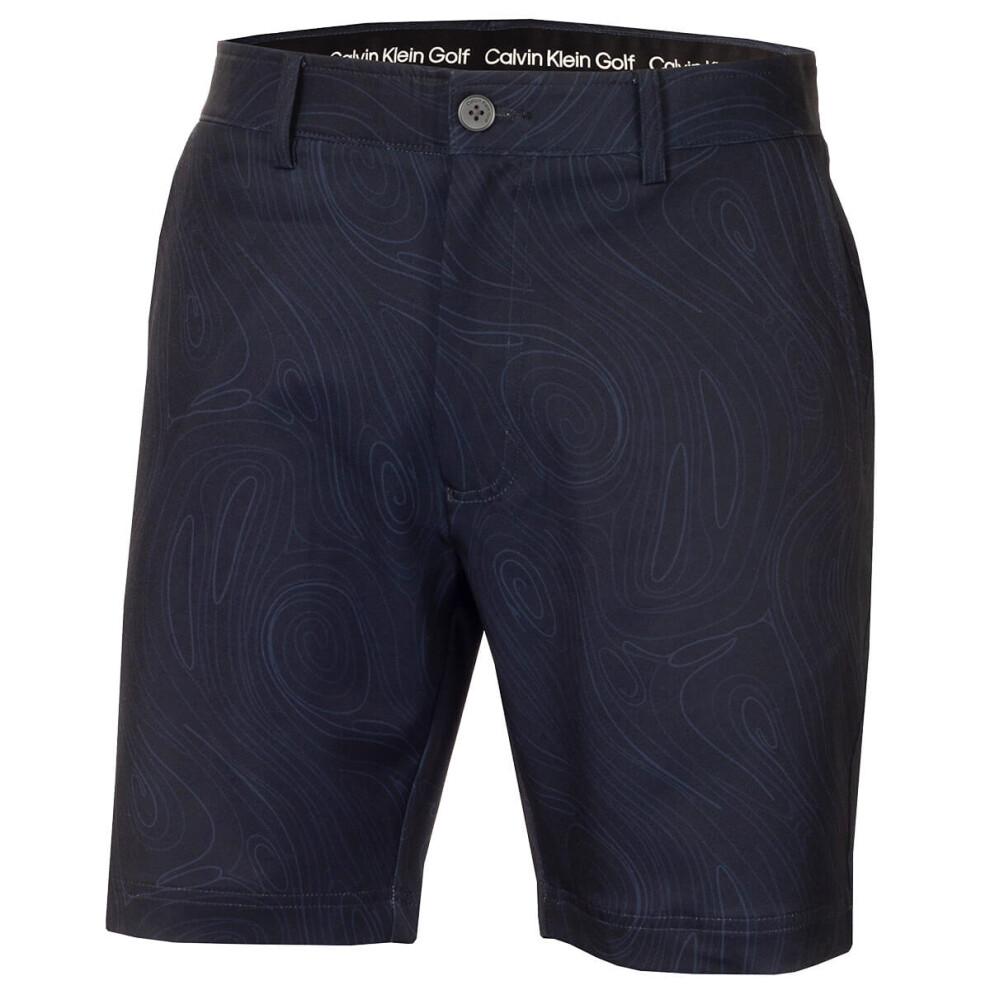 Calvin Klein (34" Waist, Navy) Mens Marble Print Bullet Four Way Stretch Golf Shorts