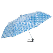 (EACH, Blue Chevron Print) Trespass Compact Tri Fold Automatic Umbrella