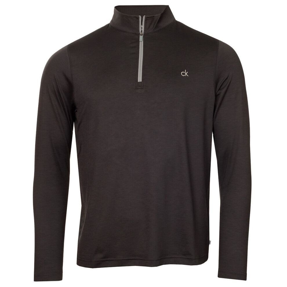 Calvin Klein (L, Midnight ) Mens Cruise 1/4 Zip Moisture Wicking Fast Drying Golf Sweater Black