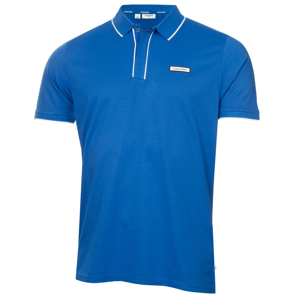Calvin Klein (L, Saphire) Mens Seafield Technical Moisture Wicking Golf Polo Shirt