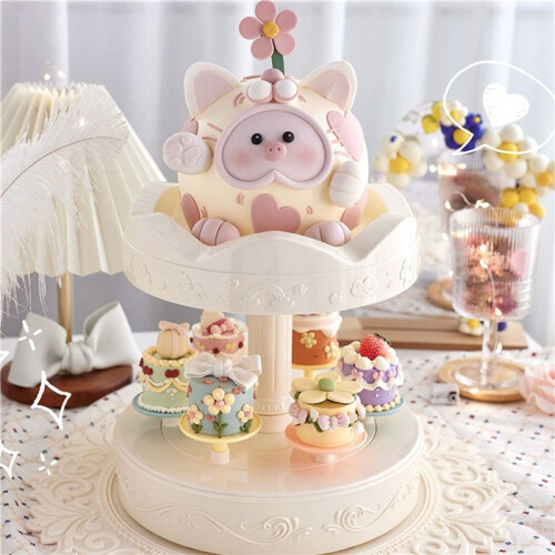 360 Degree Automatic Rotating Dessert Table Rotary Sushi Machine Cupcakes Macarons Turntable Display Birthday Machine 2