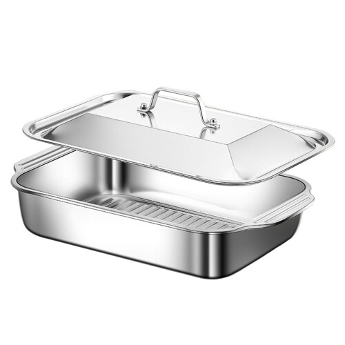 Fish Roasting Pan with Lid - Easy Clean Seafood Pot 1