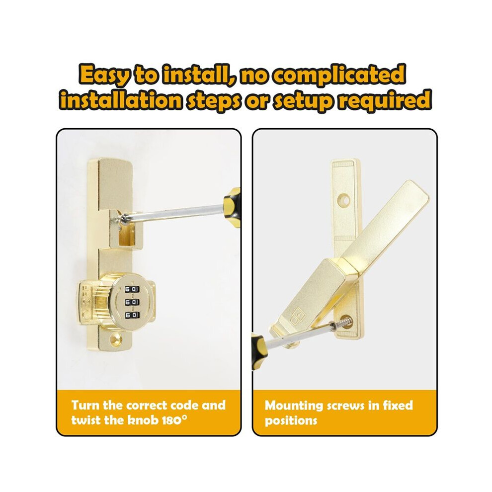 Barn Door Lock, Flip Lock With 3 Digit Combination,90 Degree Sliding Door Password Locks (90) 4714197763612