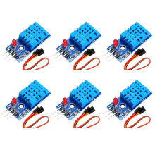 6 Set Temperature Humidity Sensor Module Digital Temperature Humidity Sensor 3.3V-5V with Wires, DHT11