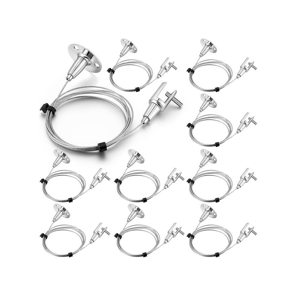 10 Pcs 6.5 Ft Ceiling Sign Hanger Picture Rail Hanging Suspension Wire Acrylic Board Display Metal Clamp 4711642566194