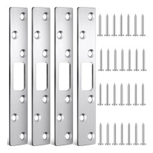 4 Pcs 6 Inch Door Strike Plate Security  Strike Stainless Steel Door Reinforcement Plate with Screws for Deadbolt
