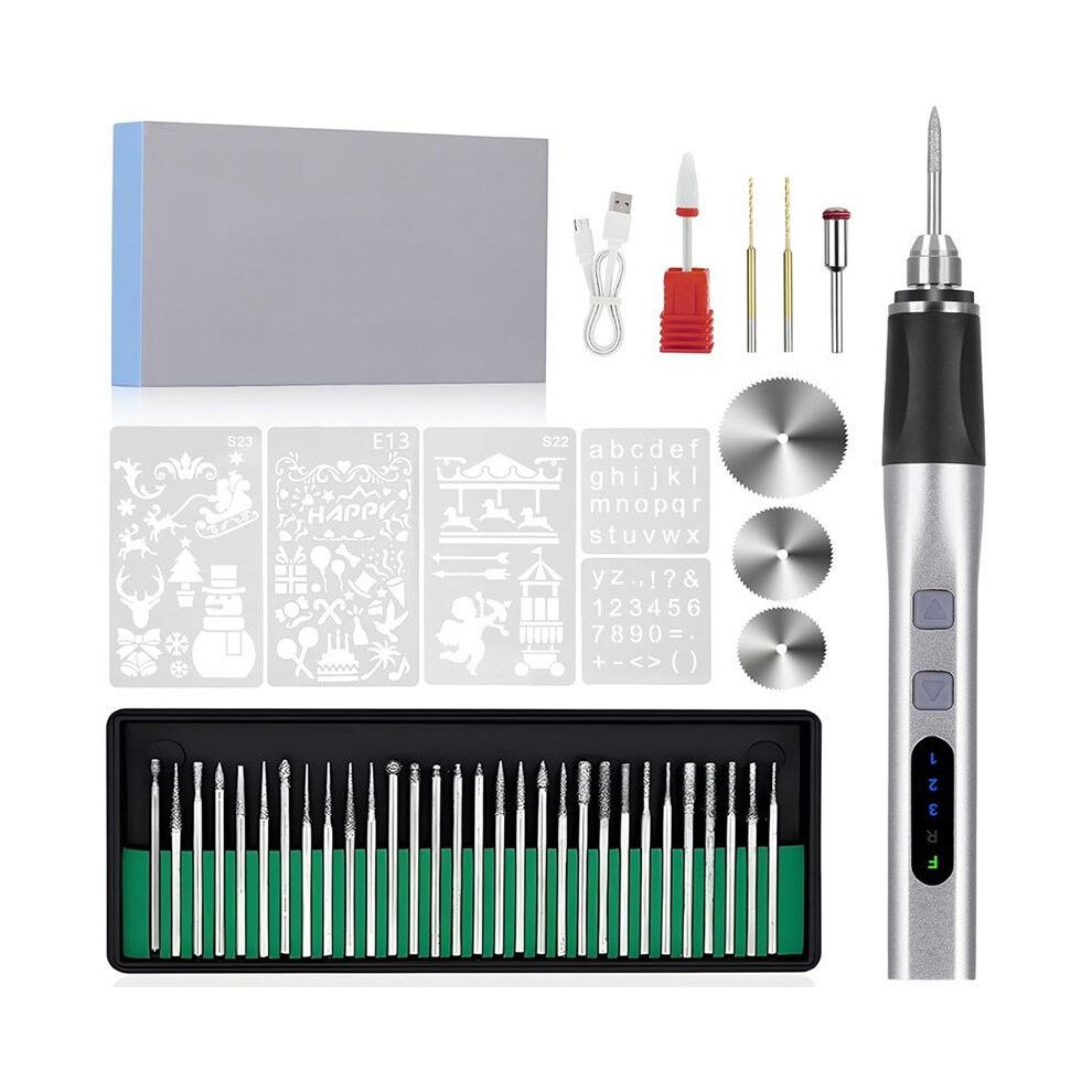 37 Bit Electric Engraving Pen, Cordless Engraving Pen Usb Rechargeable, Diy Rotary Engraving Machine A 4713933440497