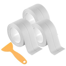 3 Rolls Caulk Tape,Waterproof Self Adhesive,Caulking Strips for Toilet,Bathroom,Sink,Bathtub,Floor Wall White