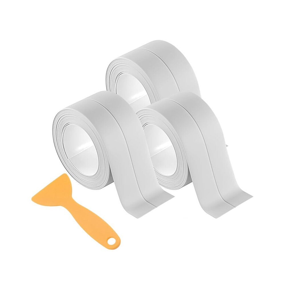 3 Rolls Caulk Tape,Waterproof Self Adhesive,Caulking Strips For Toilet,Bathroom,Sink,Bathtub,Floor Wall White 4713648963465