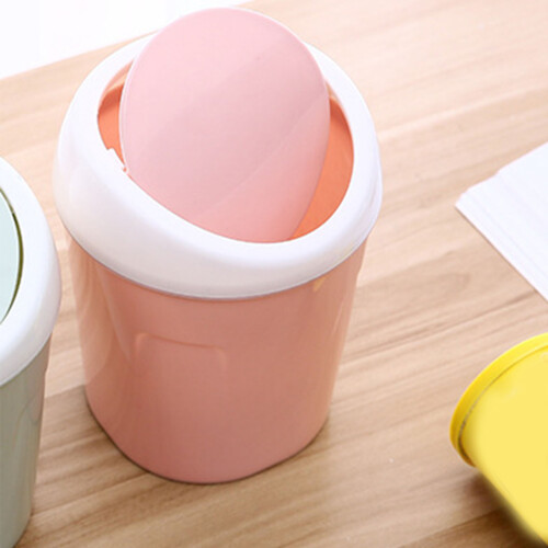 Mini-Desktop-Abfalleimer pink, Kunststoff, Schwingdeckel 2