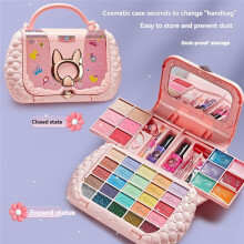 Kids Beauty Toys Makeup Kit Little Bag Washable Pretend Cosmetic Set Toys with Mirror Non-Toxic & Safe