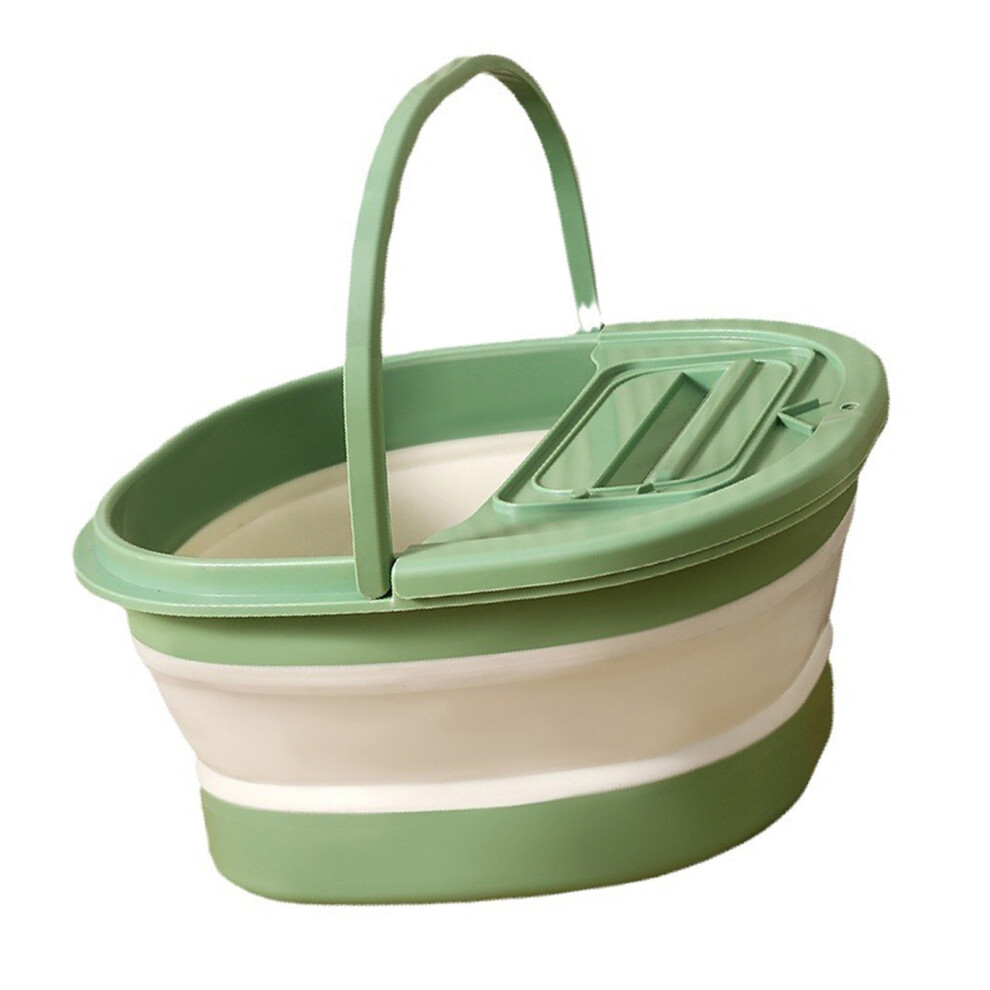 Foldable Plastic Foot Bath Tub with Massage Points, 39.5x34x19cm, Green/White