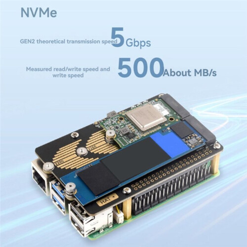 Waveshare PCIe to Dual Channel M.2 Adapter Board Module for Raspberry Pi 5 5Gbps Module Hard Disk Read/Write Faster Module 1