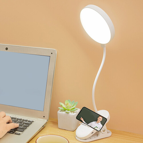 Dimmable LED Clip Desk Lamp USB Bedside Night Light ABS, 220g