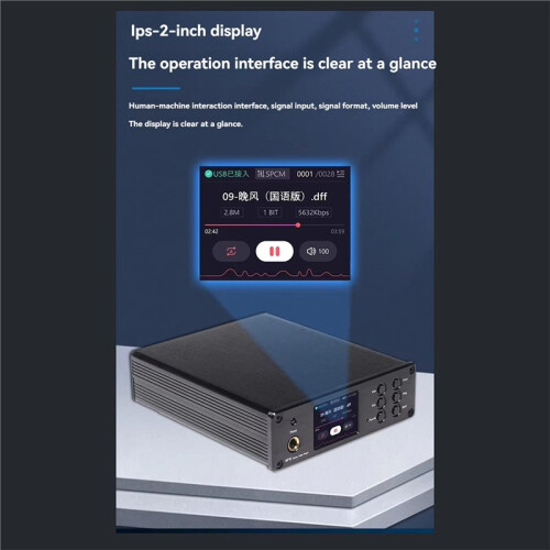 DA10 USB Decoder Dual-Core ES9038 DSD512  5.1 HIFI Audiophile DAC Earphone Amplifier 6.5mm Jack Silver