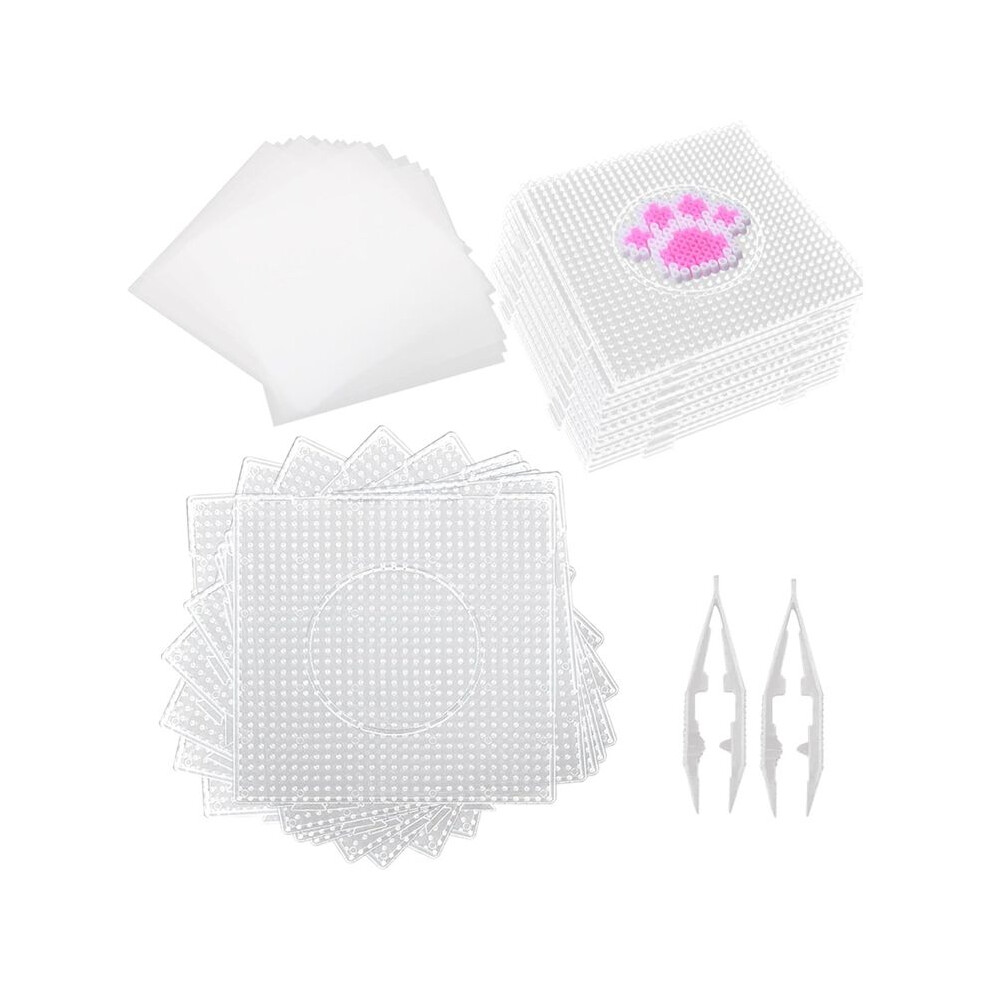 20 Pcs Large Fuse Beads Pegboards Square Plastic Bead Boards 5Mm Clear Fuse Beads Boards Plastic Melty Beads Boards 4711889462013