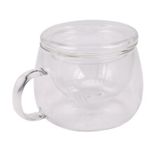 2X 3 in 1 Set Clear Heat Resistant Tea Coffee Cup with Tea Infuser Filter Lid Use for Home Office