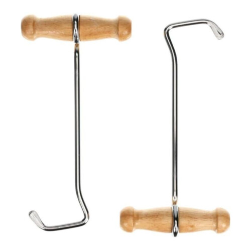 2pack Boot Hooks and Puller for Cowboy Boots, Wood Handles, Boot Pulls with Handle