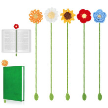 5 PCS Crochet Bookmarks Crochet Bookmarks Flowers Kit Handmade Knitted Cute Colorful Daisy Flower Kit for Adults Kids