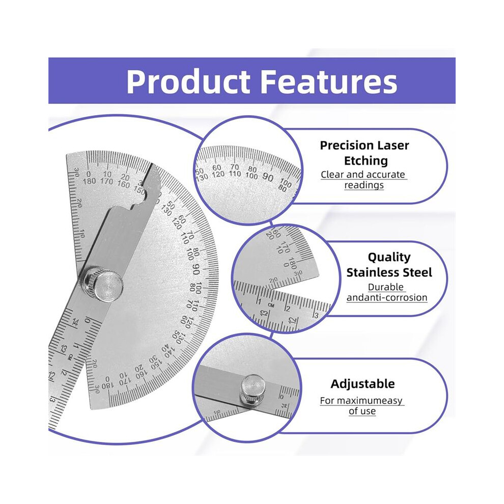 15-120 Degree Knife Angle Finder And 180 Degrees Protractor Kit, Bevel Gauge Angle Gauges Ruler Measuring Tool 4713361978074