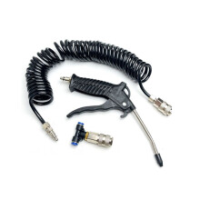 Set Spolveratore Ad Aria Compressa con Tubo Flessibile A Spirale 5 Metri per La Rimozione Polvere Compressore D'Aria Camion, Ugello per Pulizia