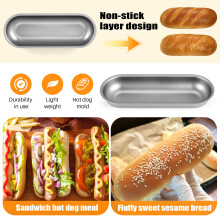 5 Pcs Hot Dog Mold Koolstofstaal Worst Mallen Non Stick Bakvormen Ovale Hot Dog Broodje Bakpan voor DIY Zelfgebakken Brood Tool