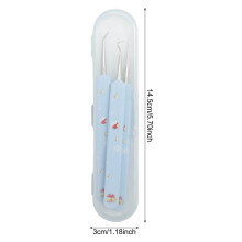 (Blue, 3-piece Set) Travel Acne Removal Kit - Stainless Steel Clip Set