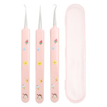 (Pink, 3-piece Set) Travel Acne Removal Kit - Stainless Steel Clip Set
