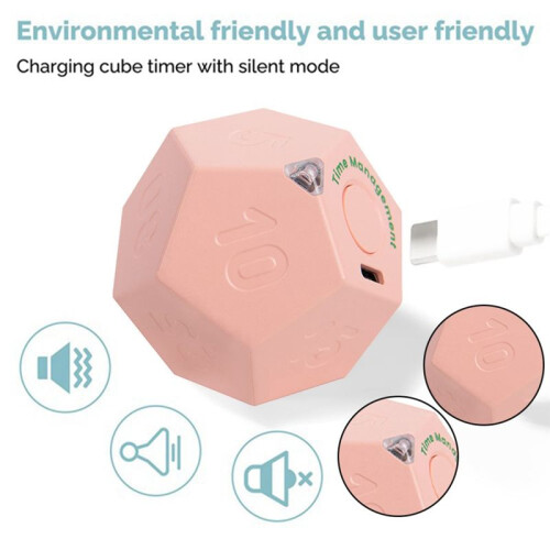 Timer Rotate Dodecagon Rechargeable Timer Sound Vibrate Light Alarm Flip Timer Countdown for Timemanager Yellow 2