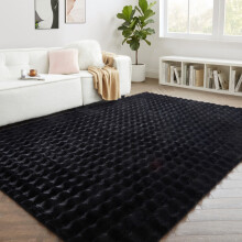 (200x290cm (6.7ft x 10ft), Black) Bubble Rug Extra Large Rug Soft Shaggy Faux Fur Bubble Carpet Mat