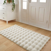 (60x110cm (2.0 x 3.6 ft), Cream) Ultra Plush Bubble Faux Fur Rug Thick Fluffy Shaggy Carpet