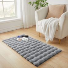 (60x110cm (2ft x 3.7ft), Grey) Bubble Rug Thick Non Slip Soft Fluffy Faux Fur Carpet 7cm Pile Height Bedroom Livingroom Rug