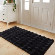 (60x110cm (2ft x 3.7ft), Black) Bubble Rug Thick Non Slip Soft Fluffy Faux Fur Carpet 7cm Pile Height Bedroom Livingroom Rug