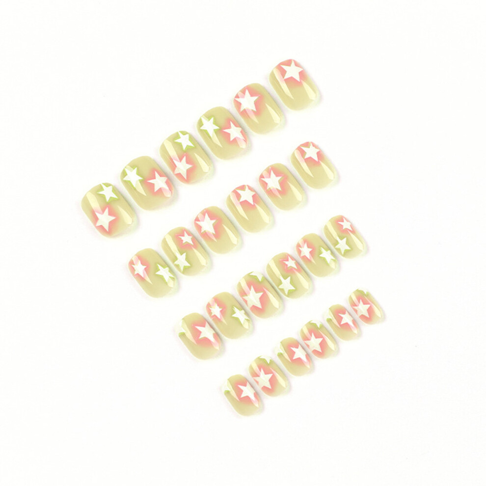 Phui-Pet-Supplies (Jelly Glue Model) Fake Square Nails Pink Green Natural Unbreakable