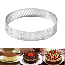 6pcs 20cm Round Stainless Steel Cake Hole Molds Mousse Cake Tart Ring Pizza Dessert DIY Decor Mould Kitchen Baking Tool
