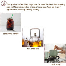 200 Pieces of Large Cold Bubble-Free Bag Disposable Coffee Filter Bag Fine Mesh Hops Brewing Ice Coffee Drawstring Bag