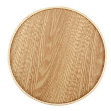 5X Runde Bambus Holz Tablett für Abendessen Tabletts Tee Bar Frühstück Essen Behaelter Griff Ablage 2
