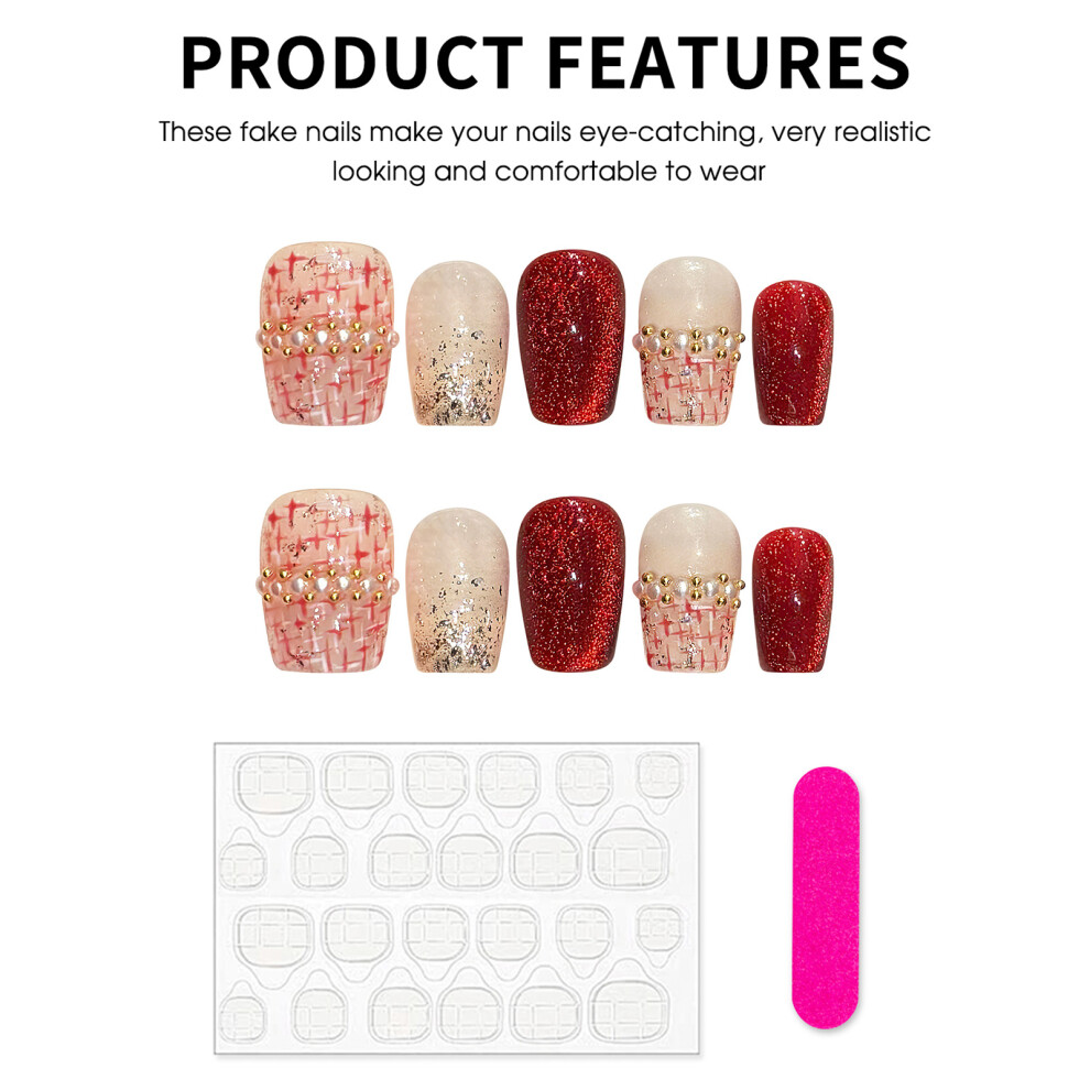 Dachuang Beauty (S) Glitter Short False Nails - Odorless & Comfortable