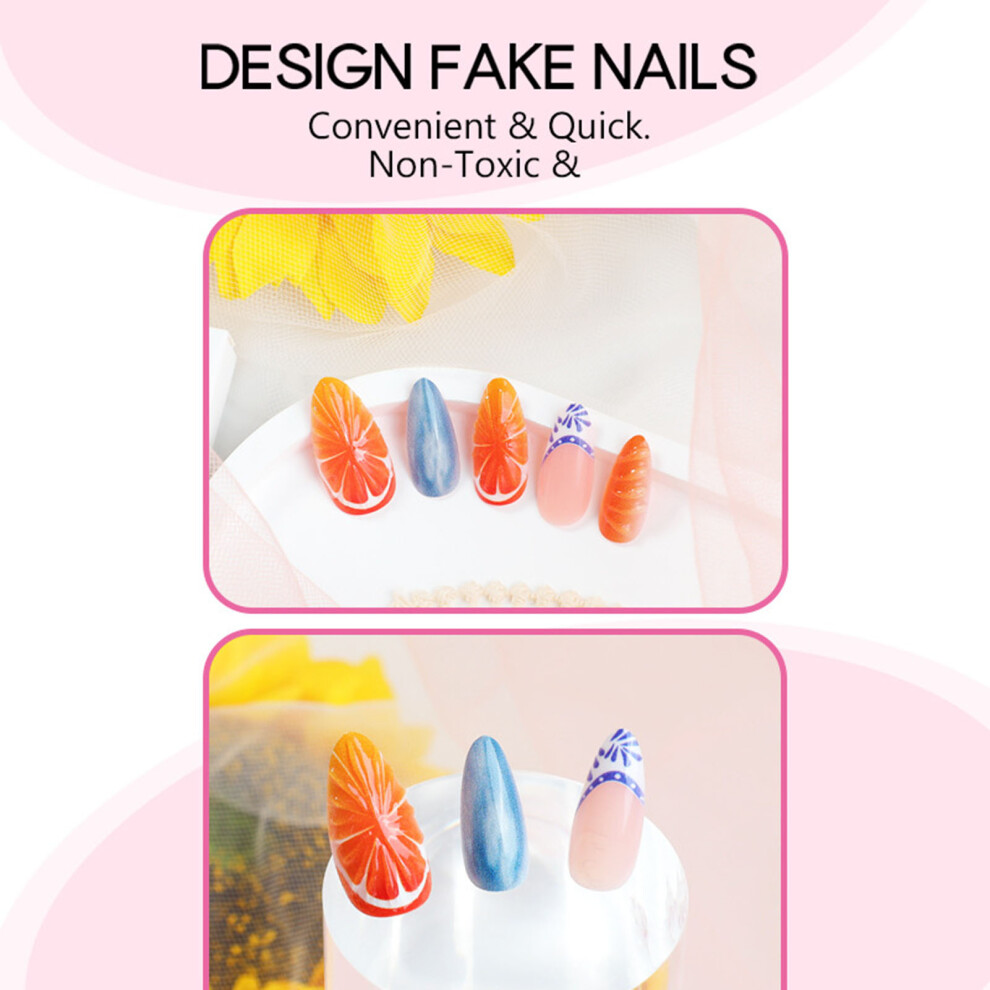 Reach-Tools Orange Printed Fake Nails - Long Lasting & Flexible