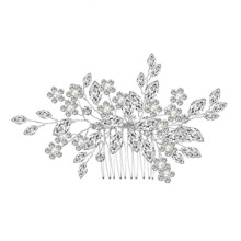 Bridal Rhinestone Hair Comb - Floral Side Piece