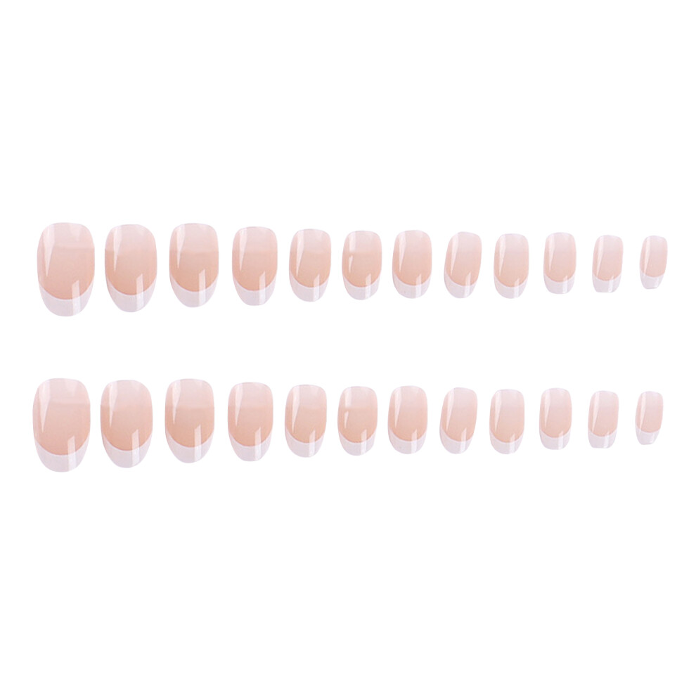 Penghui-Toys White Gentle Nude Fake Nails With Tip, Chip-Proof