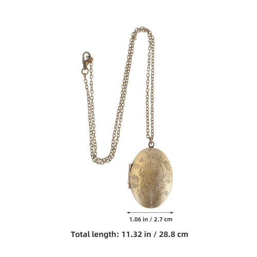 2St Oval Vintage Herdenkingshanger Ketting Met Bloem Versiering 2
