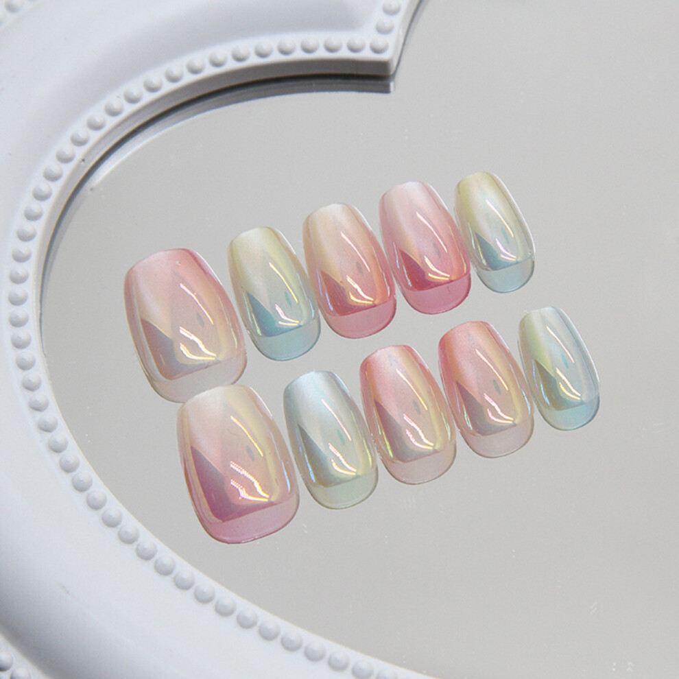 Dachuang Beauty 30Pcs Sparkly Rainbow Press-On Nails For Salon