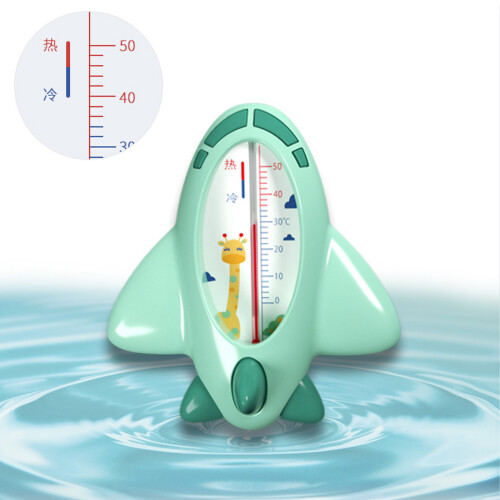 Multifunktionales Baby-Badethermometer – Flugzeugform, Grün, 11x10cm