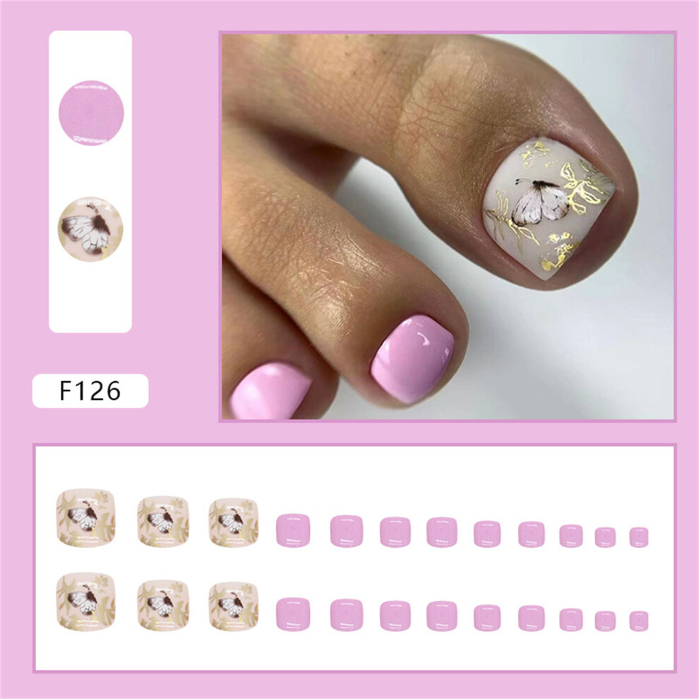 Dachuang Beauty Pink (Jelly Glue Model) Butterfly Fake Nails - Easy Apply & Peel Off